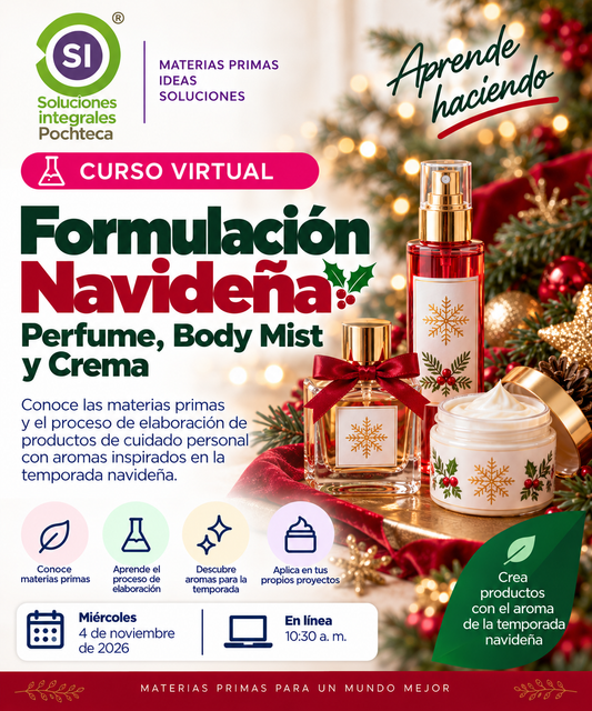 Curso Formulación Navideña: Perfume, Body Mist y Crema 4 de Noviembre